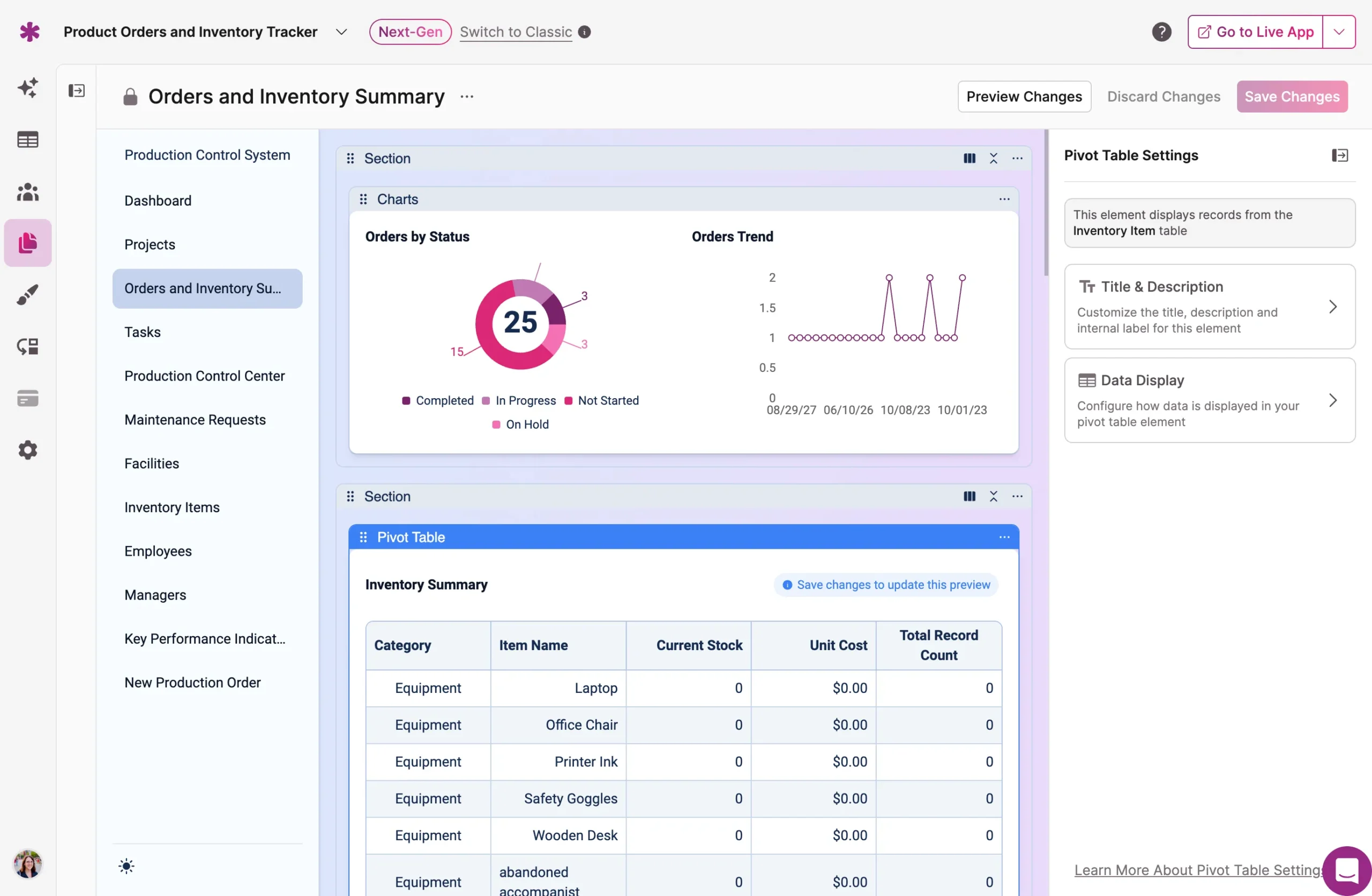 Production Order Tracker