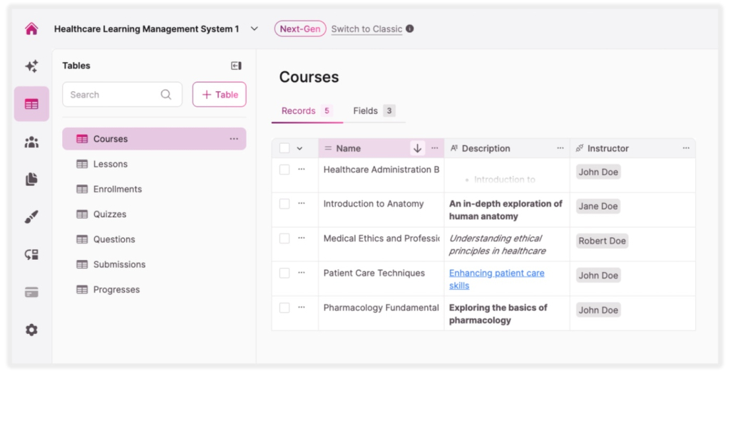 Healthcare Learning System App Template Screenshot Courses