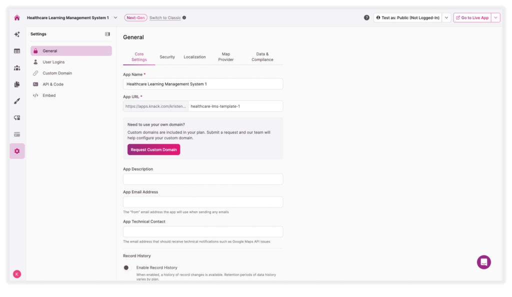 Healthcare Learning System App Template Screenshot General