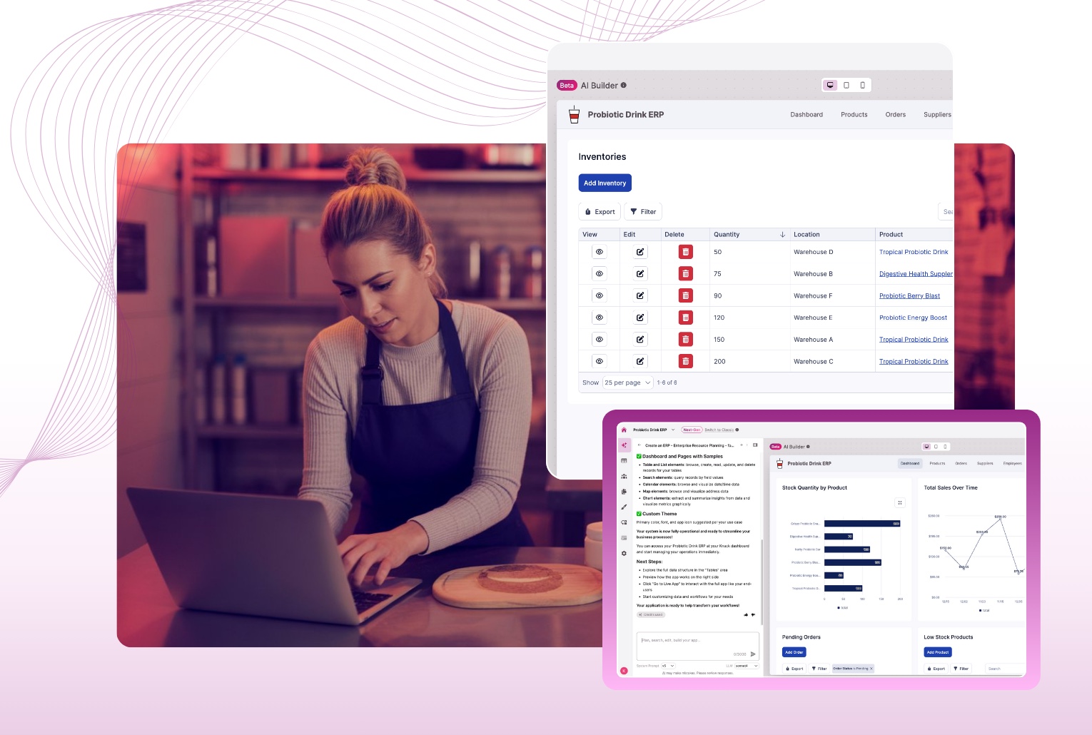Women Working on ERP Software in Her Manufacturing Facility