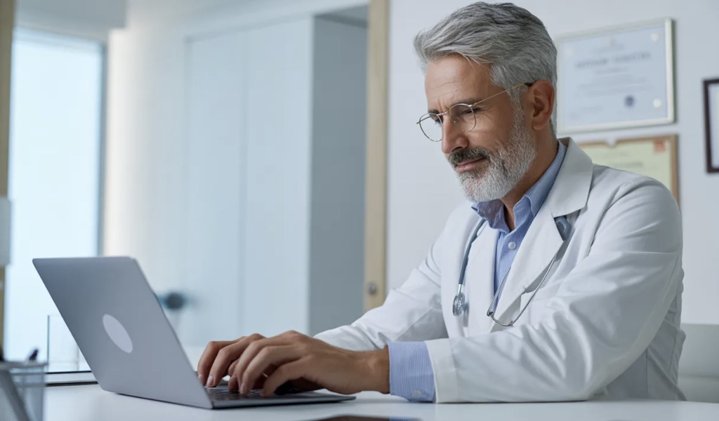 Doctor Working on Laptop