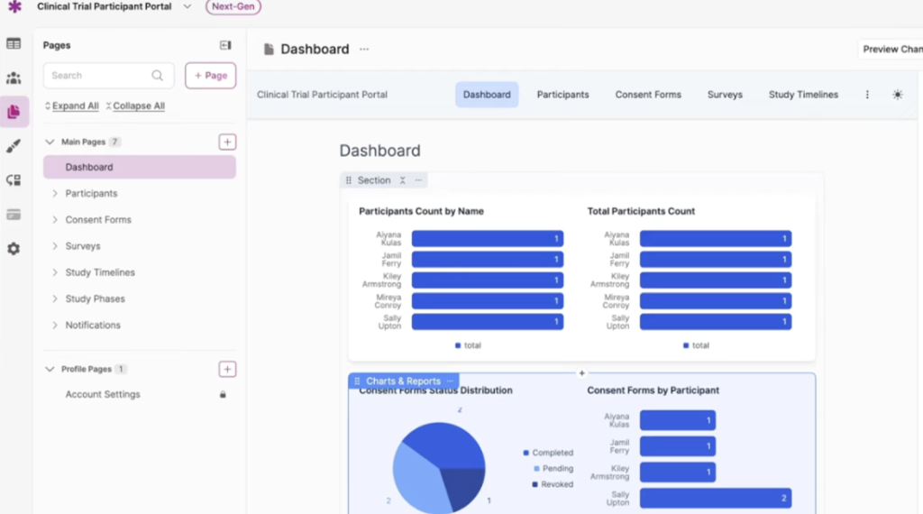 Screenshot Clinical Trial Dashboard