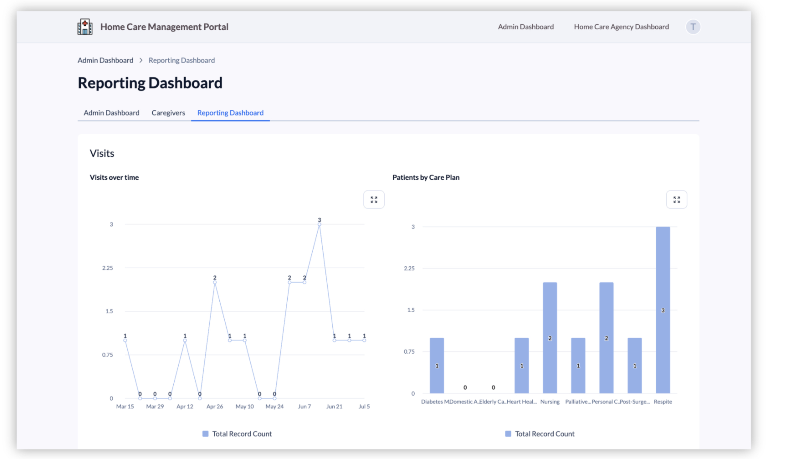 Screenshot Home Care Dashboard