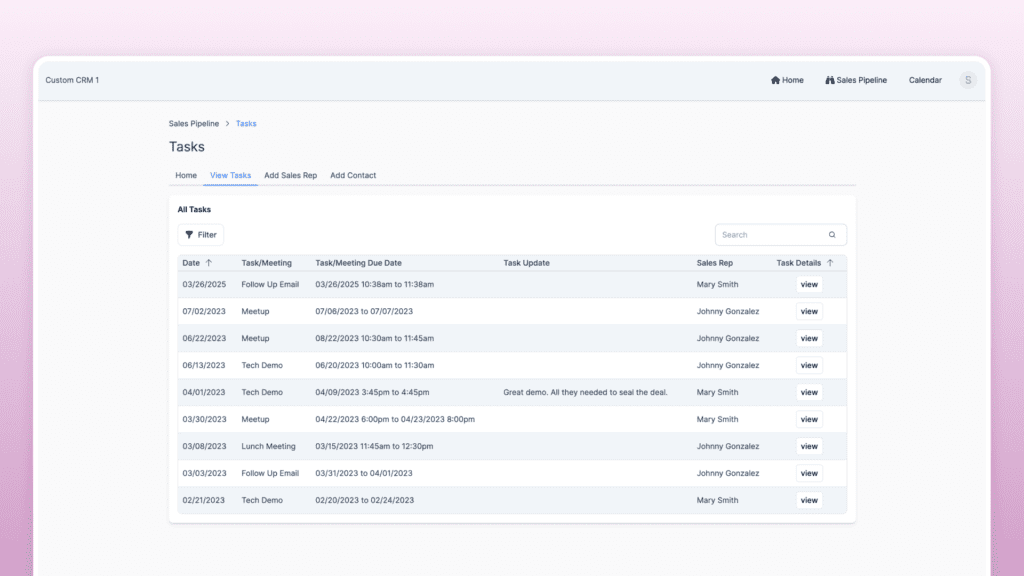Custom CRM - Tasks