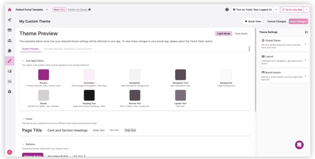 Screenshot Patient Portal Custom Theme