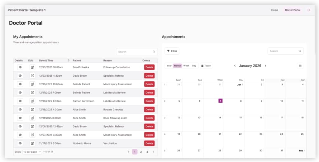 Screenshot Medical Portal Doctor's Portal